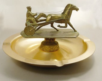 MCM Ray E Dodge Ashtray Sulky Horse Racing Equestrian Decor