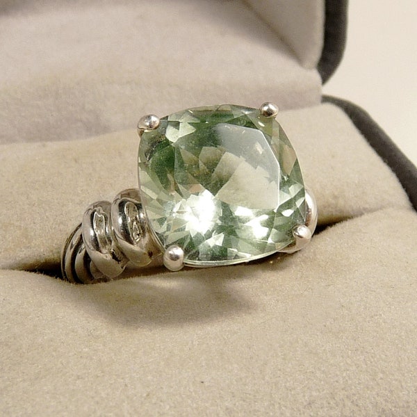 Sterling Silver 925 & Prasiolite Ring Statement Jewelry