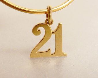 Vintage 14K Gold 21 Charm 21st Birthday Gift Anniversary