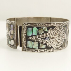 Mexico Sterling & Abalone Inlay Panel Bracelet - Etsy