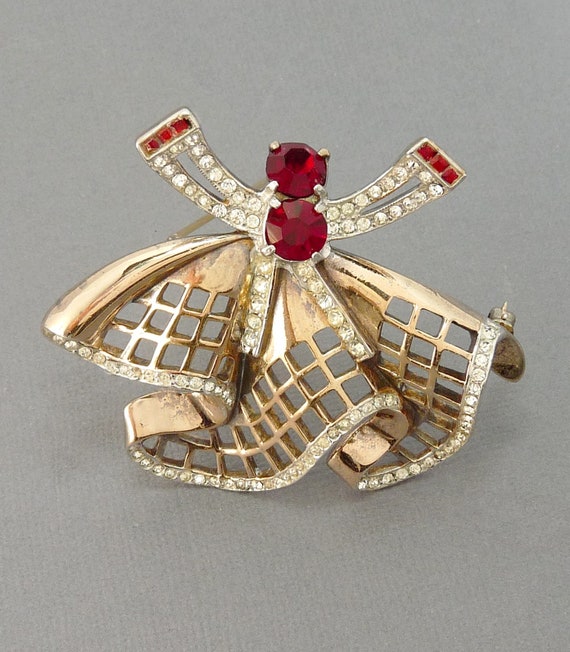 1940s Art Deco Sterling Rhinestone Ballerina Brooc
