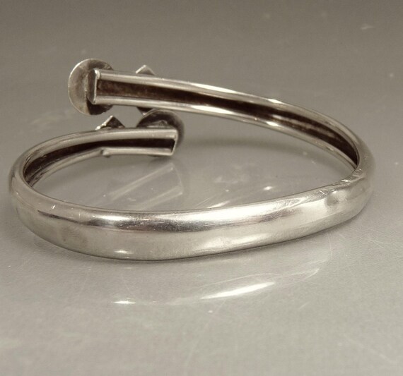 Antique Sterling Silver Bypass Cuff Bracelet - image 7