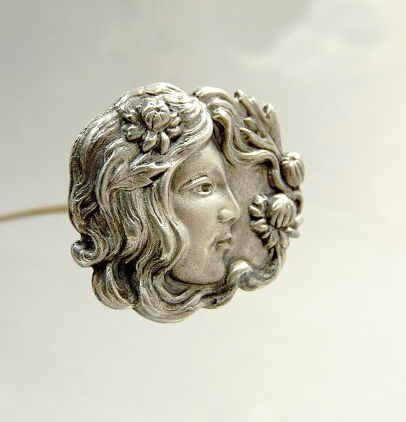 Antique Art Nouveau Sterling Hat Pin - image 1