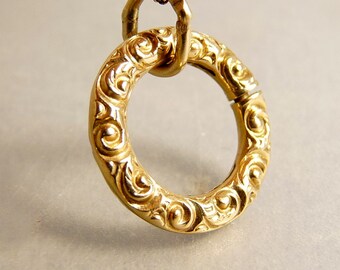 Antique 14K Gold Charm Bail Ring Victorian Scroll Charms