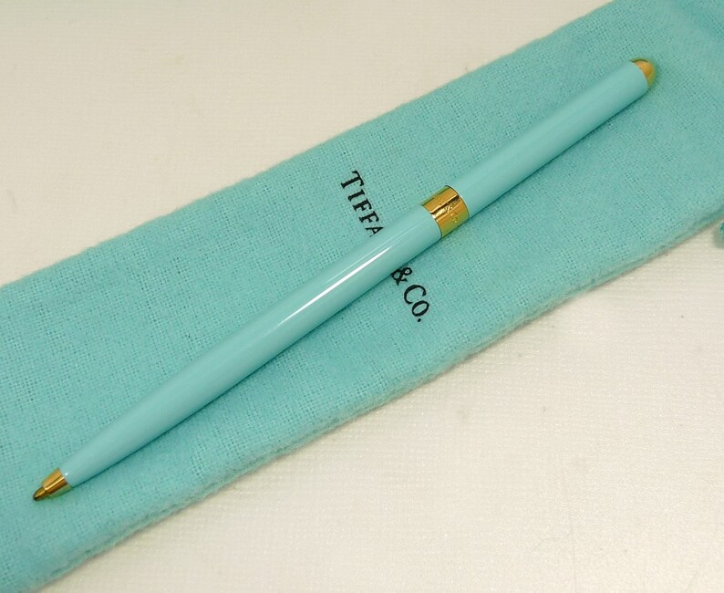 Tiffany Co Ballpoint Pen Blue & Gold Purse Pen Boxed Etsy