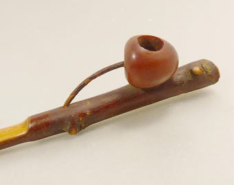 Antique Hand Carved Stick Pipe Cherry Bowl