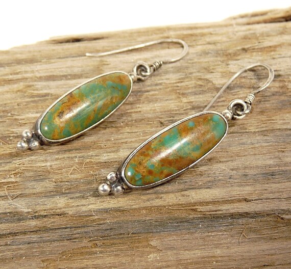 Navajo Sterling & Green Turquoise Earrings RB Ric… - image 7