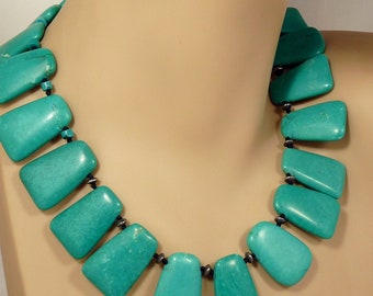 Sterling 925 Faux Turquoise Necklace Statement Jewelry