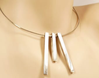 Sterling 925 Modernist Bar Link Necklace