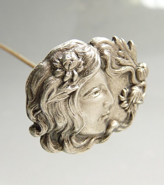 Antique Art Nouveau Sterling Hat Pin - image 5