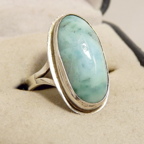 Sterling Silver 925 & Blue Larimar Ring Vintage Jewelry