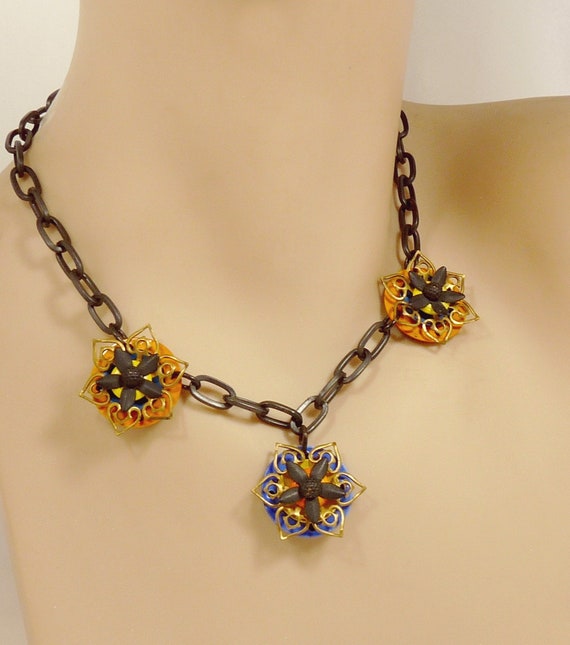 Vintage Necklace Flower Choker Necklace Retro MCM