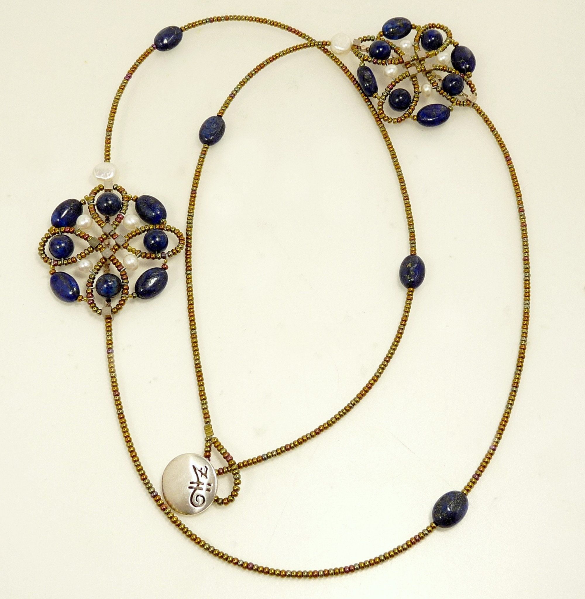 COYSEIO 韓国限定 RAW FABRIC NECKLACE Ziio Italy Necklace Handcrafted Sterling 925 Lapis & Pearl - Etsy