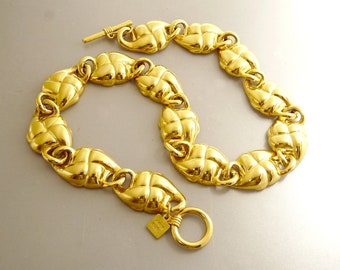 Vintage Anne Klein Necklace Gold Tone Modernist Style