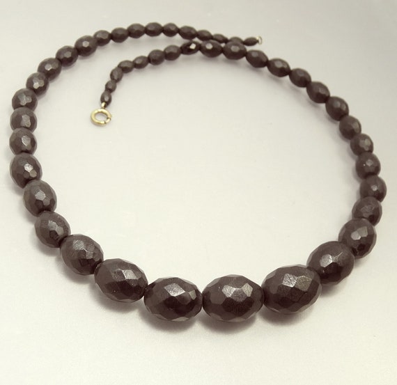 Antique Vulcanite Faceted Bead Necklace - image 2