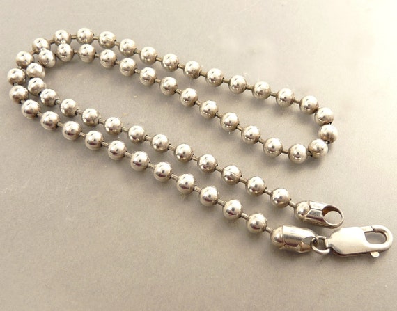Sterling Silver 925 Bead Ball Chain Necklace Vint… - image 3