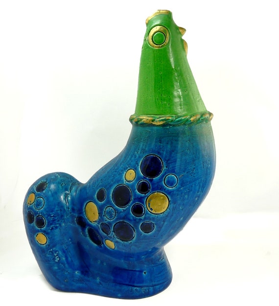 Bitossi「Green Garden」鳩　'80 Dove Bitossi Aldo Londi Rosenthal Netter Pottery Chicken Figurine Blue