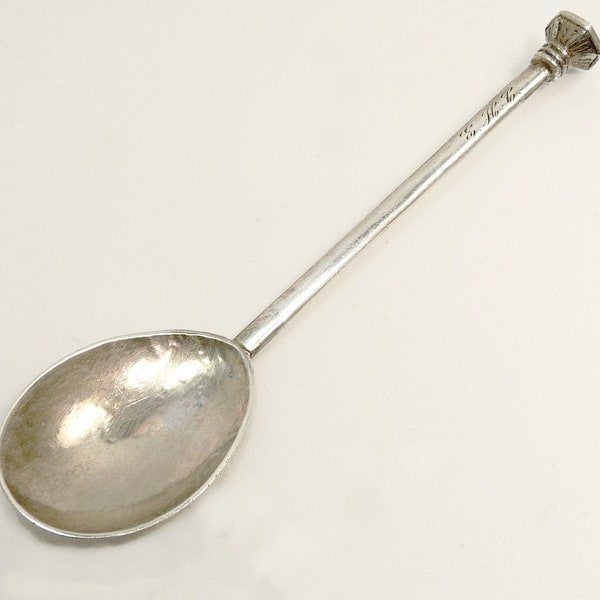 Antique Sterling 925 Seal Top Spoon Hand Hammered