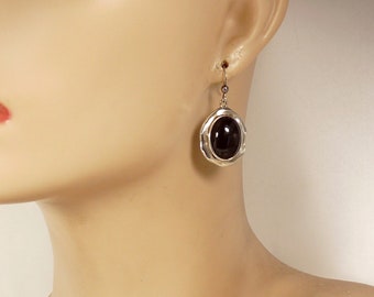 Espo Sig Sterling 925 & Onyx Earrings Vintage Jewelry