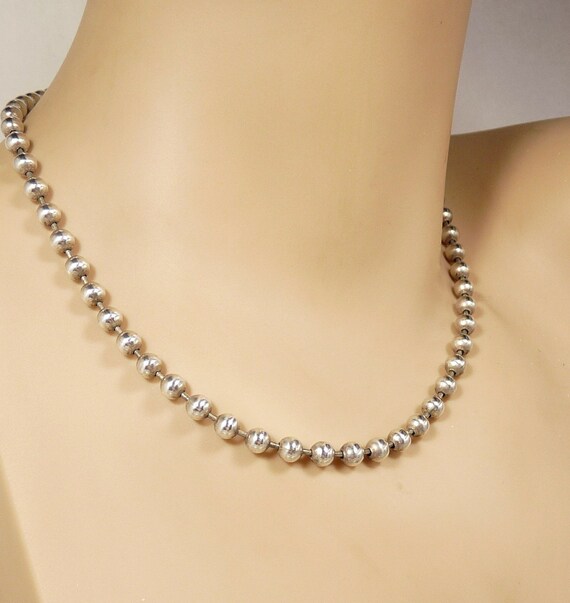 Sterling Silver 925 Bead Ball Chain Necklace Vint… - image 5