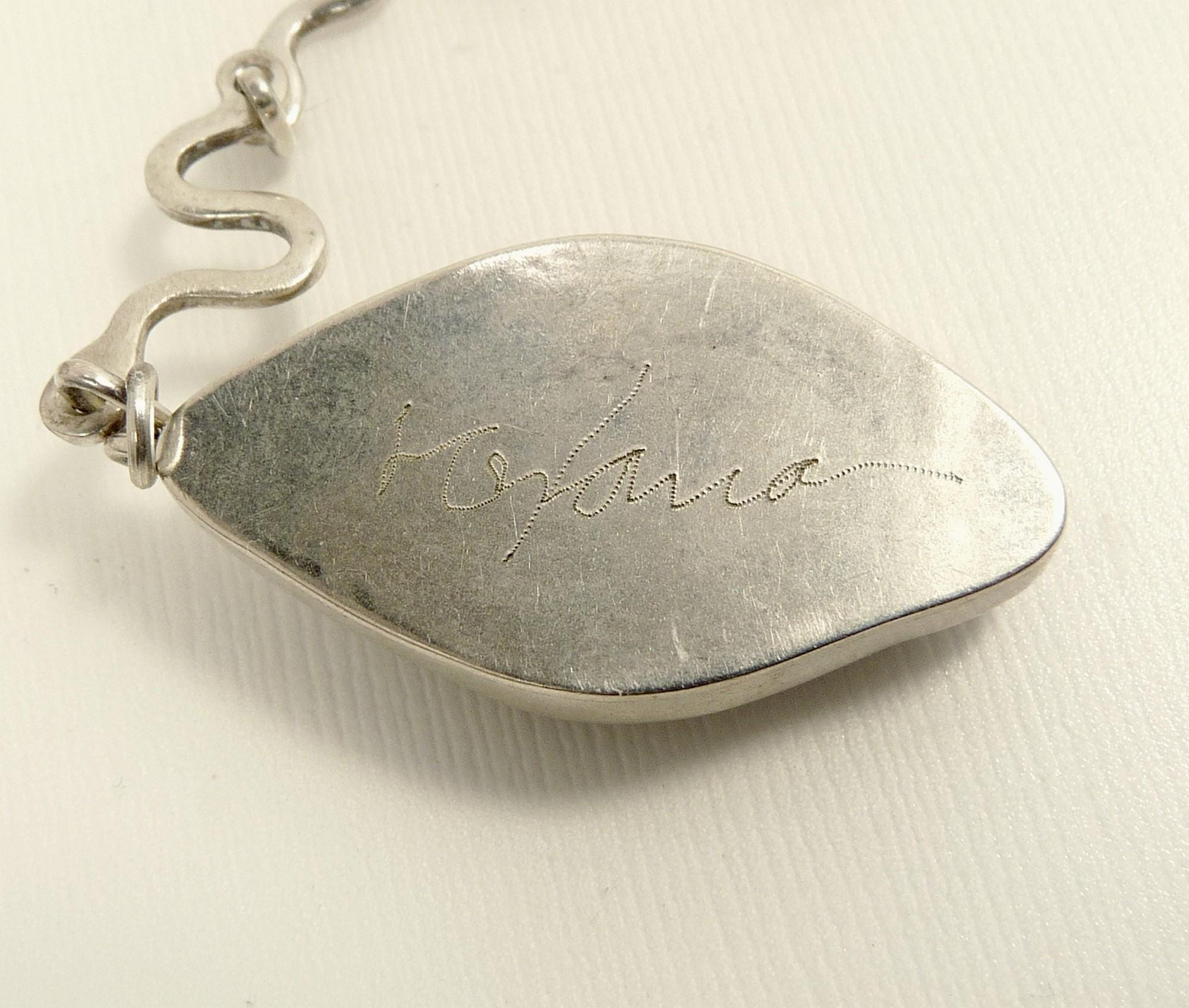 Silver Wave Necklace Pendant Modernist Inspired Signed - Etsy