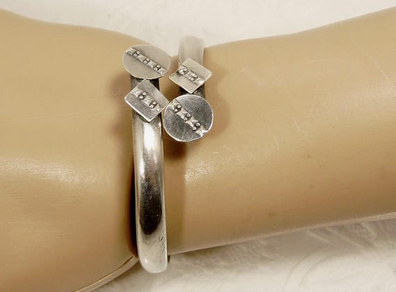Antique Sterling Silver Bypass Cuff Bracelet - image 5