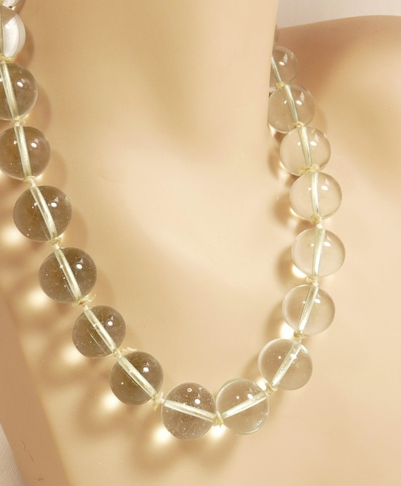 Art Deco Quartz Crystal Bead Necklace 19mm Beads