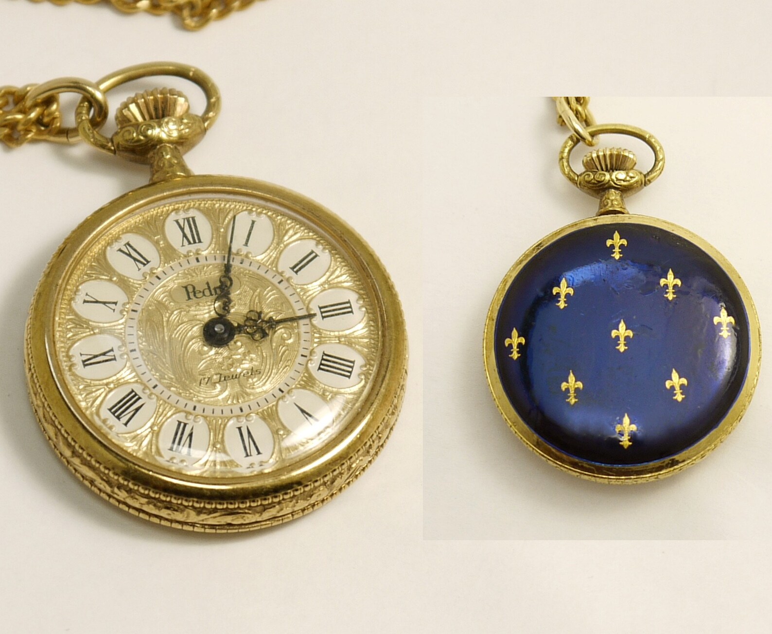 Vintage Ladies Pocket Watch Necklace Pedre 17 Jewels Etsy