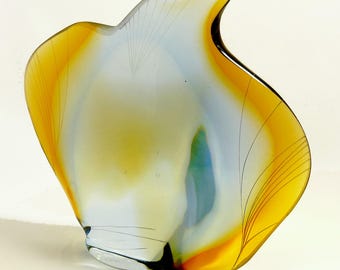 Mid-century EXBOR Glass Fish Sculpture, Rozinek & Honzik, Czech