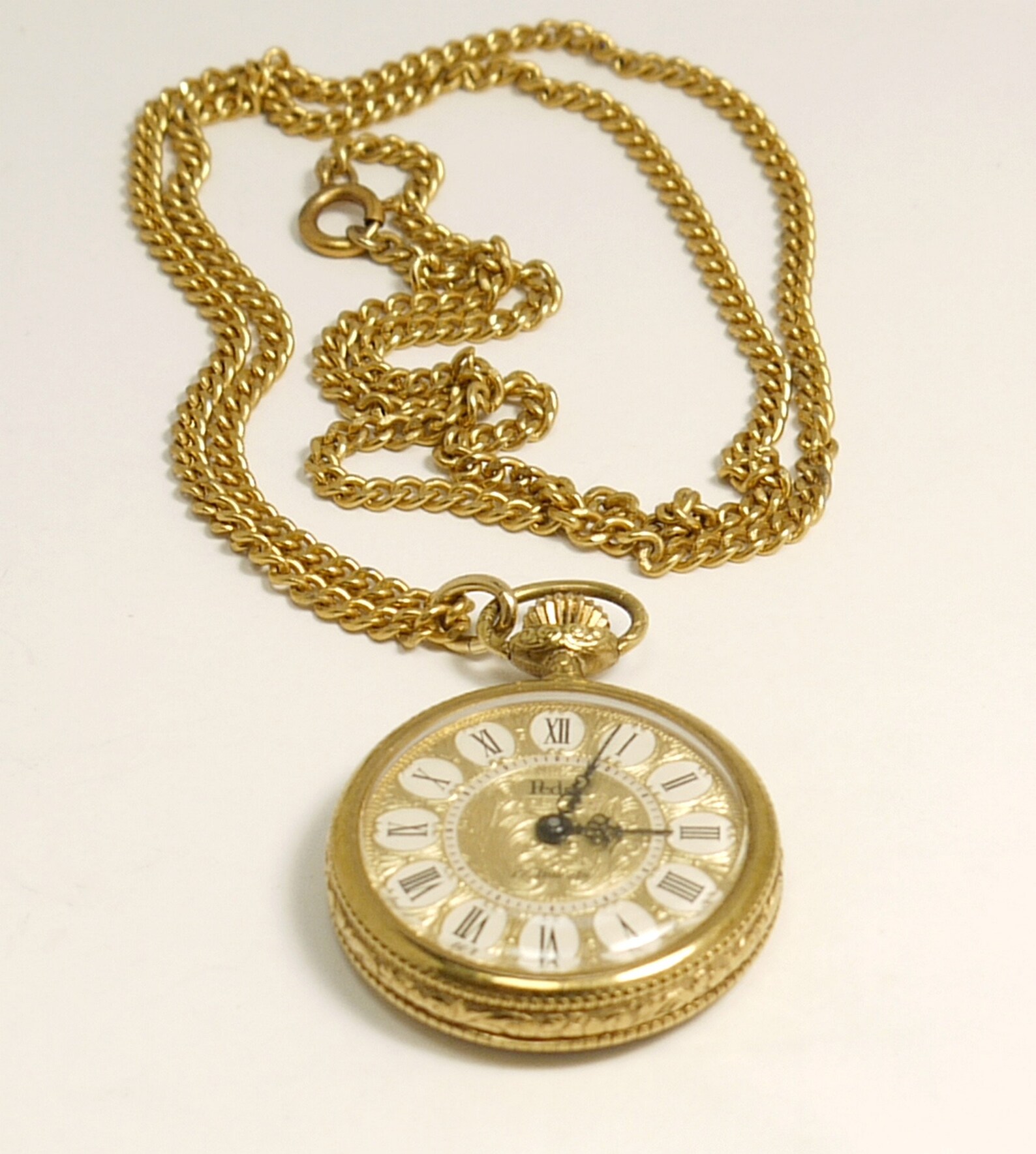 Vintage Ladies Pocket Watch Necklace Pedre 17 Jewels Etsy