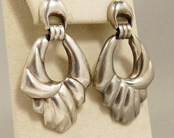 Italy Sterling 925 Earrings Electroform Silver Statement Jewelry