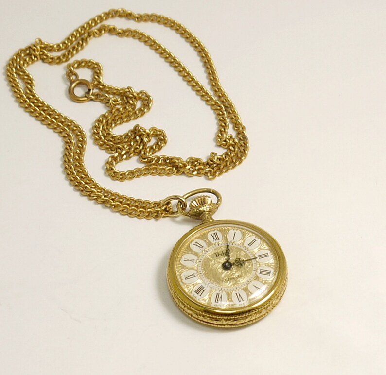 Vintage Ladies Pocket Watch Necklace Pedre 17 Jewels Etsy