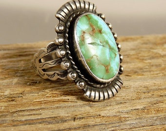 Native American Sterling & Turquoise Ring Fred Harvey Era