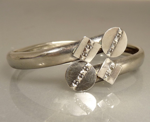 Antique Sterling Silver Bypass Cuff Bracelet - image 1