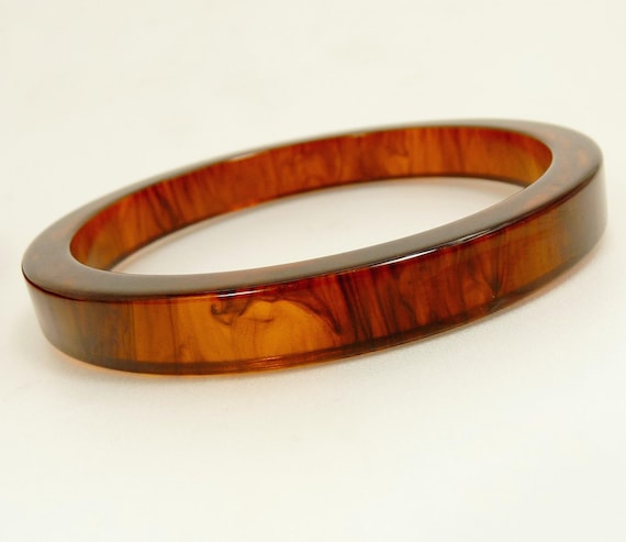 Pair Root Beer Bakelite Bangle Bracelets Vintage … - image 5
