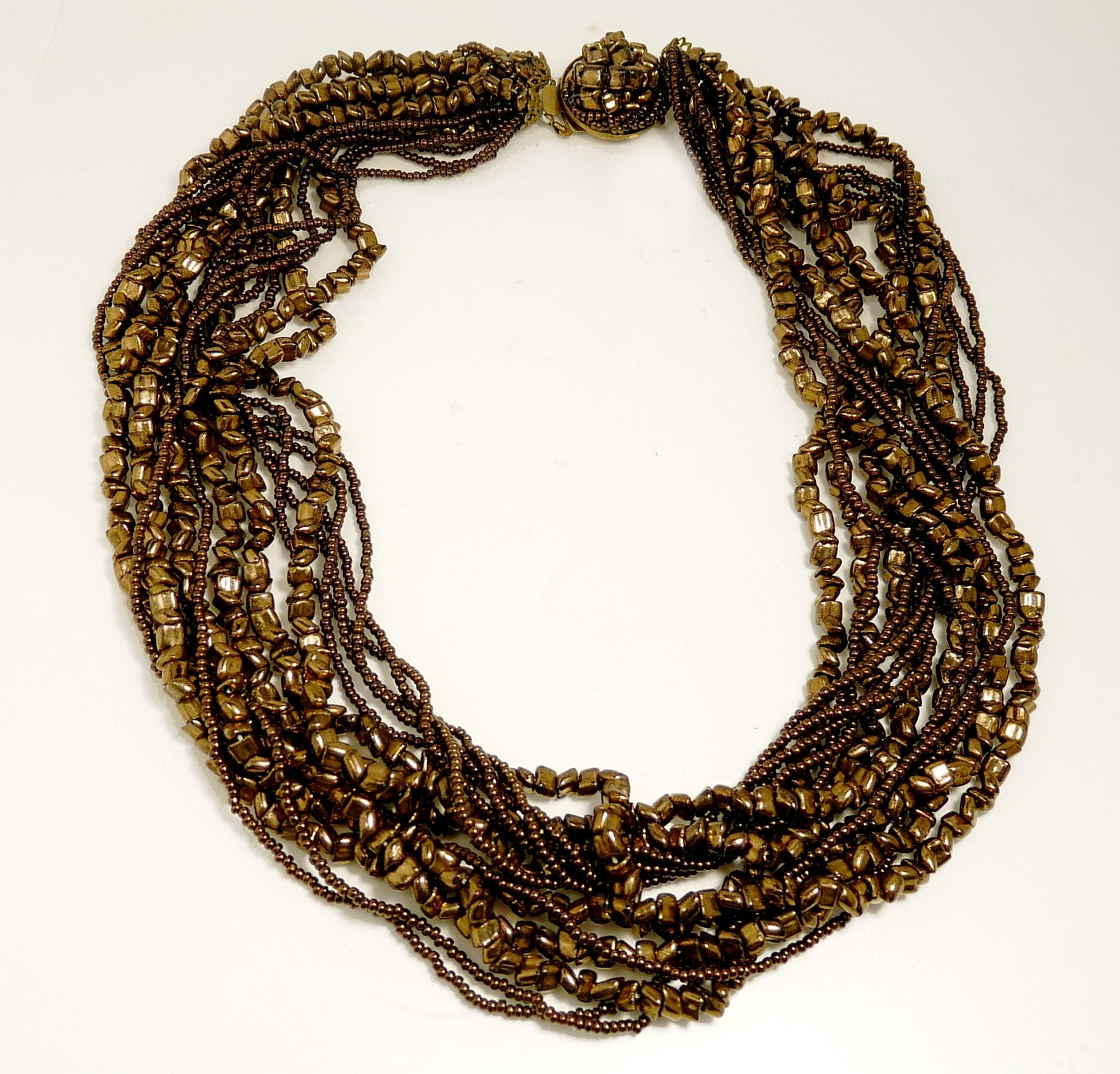 アクセサリー 80-90's Vintage Italy Torsade Necklace Vintage Italy Torsade Necklace Bronze Beaded Necklace Statement