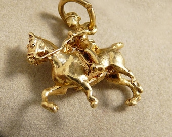 14K Gold Equestrian Charm Horse & Rider Vintage Bracelet Charms