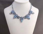 Vintage Weiss Blue Aurora Borealis Necklace, Bracelet and Earring Set, Vintage Weiss parure set, Rhinestone Necklace, Bracelet, Earrings