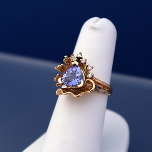 Vintage 14K Tanzanite and Diamond Ring, 14K Yellow Gold Diamond and Tanzanite Ring, December Birthstone, Birthstone Jewelry, Diamond Ring