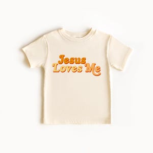 Vintage Christian Toddler Tee, Religious Baby T Shirt Trendy Boy Girl Toddler Outfit Jesus Loves Me Baby Shower Birthday Gift Christian Baby