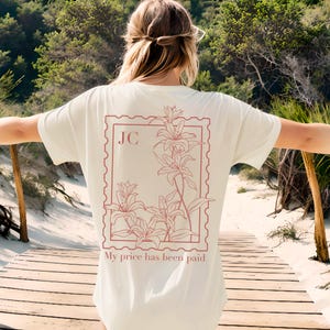 Jesus Christian T Shirt, Womens Jesus Paid it All Tee, Religious Christian Gift for Faith Based Women, Aesthetic Retro Oversize Jesus Tee