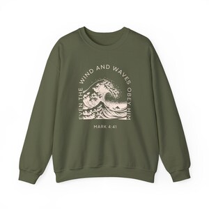 Womens Christian Sweatshirt, Trendy Nautical Faith Based Bible Sweater, Oversize Summer Christian Crewneck Vacation Gift Idea Wind and Waves image 5