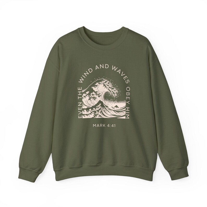 Womens Christian Sweatshirt, Trendy Nautical Faith Based Bible Sweater, Oversize Summer Christian Crewneck Vacation Gift Idea Wind and Waves image 5