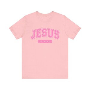 Jesus is King Christian Womens T Shirt, Faith Based Bible Tee Gift Idea for Casual Church Wear, Christian College Graduation Outfit Gift image 9