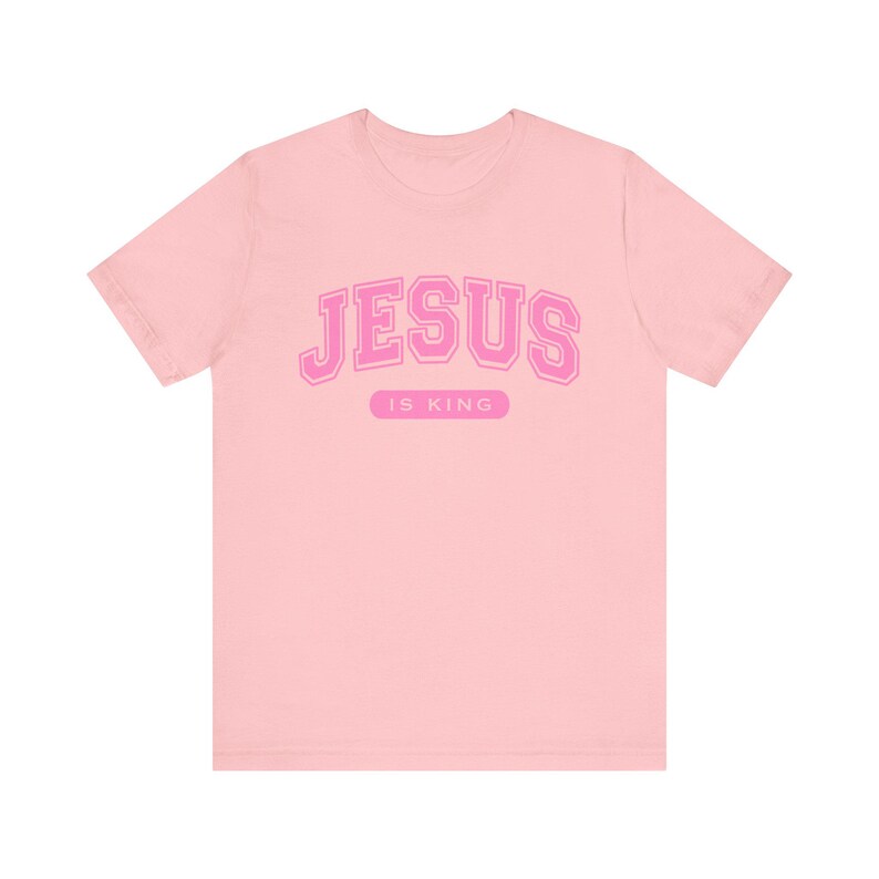 Jesus is King Christian Womens T Shirt, Faith Based Bible Tee Gift Idea for Casual Church Wear, Christian College Graduation Outfit Gift image 9