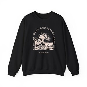 Womens Christian Sweatshirt, Trendy Nautical Faith Based Bible Sweater, Oversize Summer Christian Crewneck Vacation Gift Idea Wind and Waves image 3