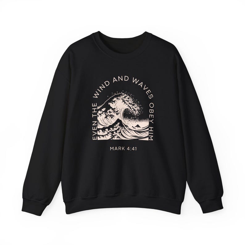 Womens Christian Sweatshirt, Trendy Nautical Faith Based Bible Sweater, Oversize Summer Christian Crewneck Vacation Gift Idea Wind and Waves image 3