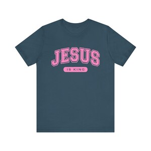 Jesus is King Christian Womens T Shirt, Faith Based Bible Tee Gift Idea for Casual Church Wear, Christian College Graduation Outfit Gift image 8