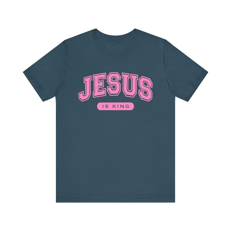 Jesus is King Christian Womens T Shirt, Faith Based Bible Tee Gift Idea for Casual Church Wear, Christian College Graduation Outfit Gift image 8