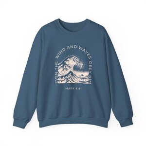 Womens Christian Sweatshirt, Trendy Nautical Faith Based Bible Sweater, Oversize Summer Christian Crewneck Vacation Gift Idea Wind and Waves image 9